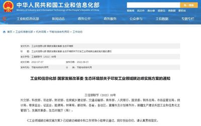 三部門聯合印發《工業領域碳達峰實施方案》 新能源汽車技術推廣吹響綠色轉型號角